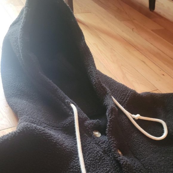 Black sherpa fleece hoodie - Picture 2 of 4